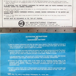 BATTERY: Radiosonde, Viz, Instructions