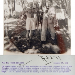1942 - Navy Aerologist and Marine Prepare Balloon on Guadalcanal (combined)