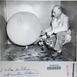 1956--E. Wilbur McCollum with Balloon and Radiosonde, by Walter McCardell Baltimore MD