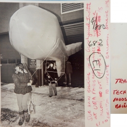 1960 circa-Meteorologist Sue Ann Bowling and Weather Balloon (combined)